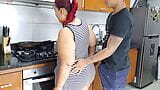 My stepmom sucks my dick in the kitchen, I love how she swallows it all snapshot 4