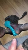 Piss on my sissy slutty nylon feet and heels snapshot 1