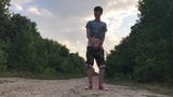 Teenager jerking off on a dusty road snapshot 7