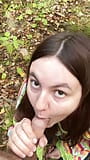 Gentle blowjob for ex-boyfriend and teasing hairy pussy sex without ending in the woods with chubby PAWG kinky_malina snapshot 4