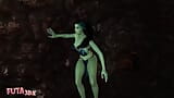 LARA CROFT绊倒大鸡巴futa troll的3P snapshot 5