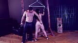 Sir Hector dominate his brunette submissive slut slave girl tied up in pillory with sucking snapshot 7