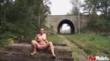 Busty Mature Bitch Sucks Dick Outdoors snapshot 8