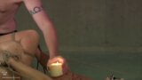 Candle Wax And Riding Crop Used On Submissive Brunette By Maledom Master snapshot 11