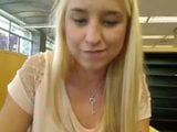 Blonde bating in library snapshot 1