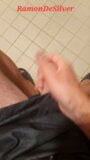 Master Ramon jerks off in hot black shorts on the public toilet, hot snapshot 10