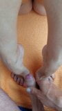 Cum on Selena's small natural feet snapshot 7