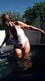 Bathing a cheerful housewife Lukerya in a mini pool naked under bright sunlight snapshot 2