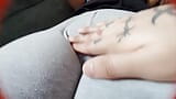 The leggings mark her big pussy and she invites me to touch her inside snapshot 4