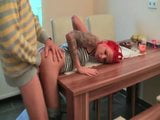 Redhead slut fucks on the table snapshot 8