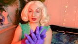 purple ASMR gloves VIDEO free fetish clip - blonde Arya and her amazing household latex gloves snapshot 5