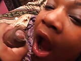 Pregnant ebony slut gets her wet pussy fucked and then get his juices on her face snapshot 25