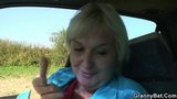 Old granny rides my cock right in the car! snapshot 5