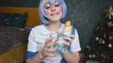 Rei Ayanami a primit un vibrator mare ca cadou de Crăciun - Cosplay Evangelion anal, infricosator snapshot 2