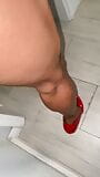 Walking on my 6 inch heels showing off my soft clit snapshot 4