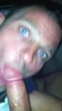 Blue eyed daddy gets spit on sucking Rebeu cock. snapshot 2