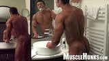 Bodybuilder teas jerk off & cum snapshot 7