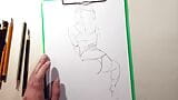 Как нарисовать сексуальные горячие девушки карандашом, быстрый набросок snapshot 12
