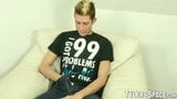 Blonde young gay Bobby solo jerking his massive hard dick snapshot 3