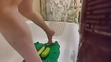 Fucking my ass with three zucchini snapshot 15