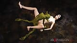 Sexo caliente! Hermosa joven reina es follada duro por un monstruo verde de Google en la cueva mística snapshot 5