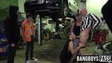 Mature man bent over and drilled by car shop workers snapshot 6