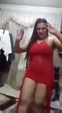 Arab wife from egypt dance in home with red lingerie snapshot 8