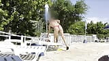 She noticed that I was jerking off and helped me cum right next to the public pool snapshot 1