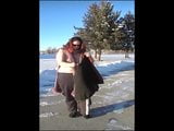 Super Hot BBW Wife goes walking Nude in the Snow. snapshot 1