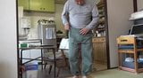 Elderly man to the radio gymnastics in the room naked snapshot 1