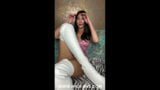 Hotkinkyjo in white shoes take 60cm long dildo from mrhankeys deep in her belly & prolapse snapshot 2
