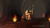 A sexy blonde gets fucked hard by a fire demon in a dungeon snapshot 8