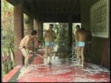 Four sexy Brazilian studs fuck each other at the same time outdoors snapshot 1