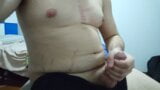 Fat man play with his belly while masturbating snapshot 3
