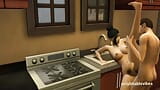 Indian stepmom and stepson kitchen sex in morning Hindi darty taking snapshot 18