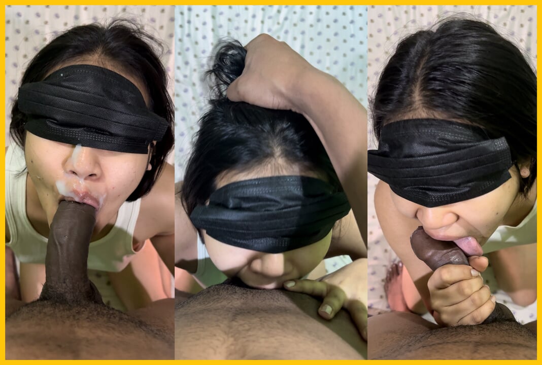 Linda chica le dio garganta profunda y facial a un vecino como regalo de cumpleaños