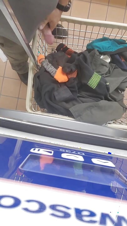 Having a little fun in the coin laundry.