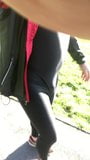 Out in thong leotard and leggings. snapshot 1