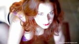 Beautiful sensual redhead BJ and titfuck in purple bra snapshot 1