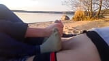 Oksi did footjob in a public place by the pond snapshot 11