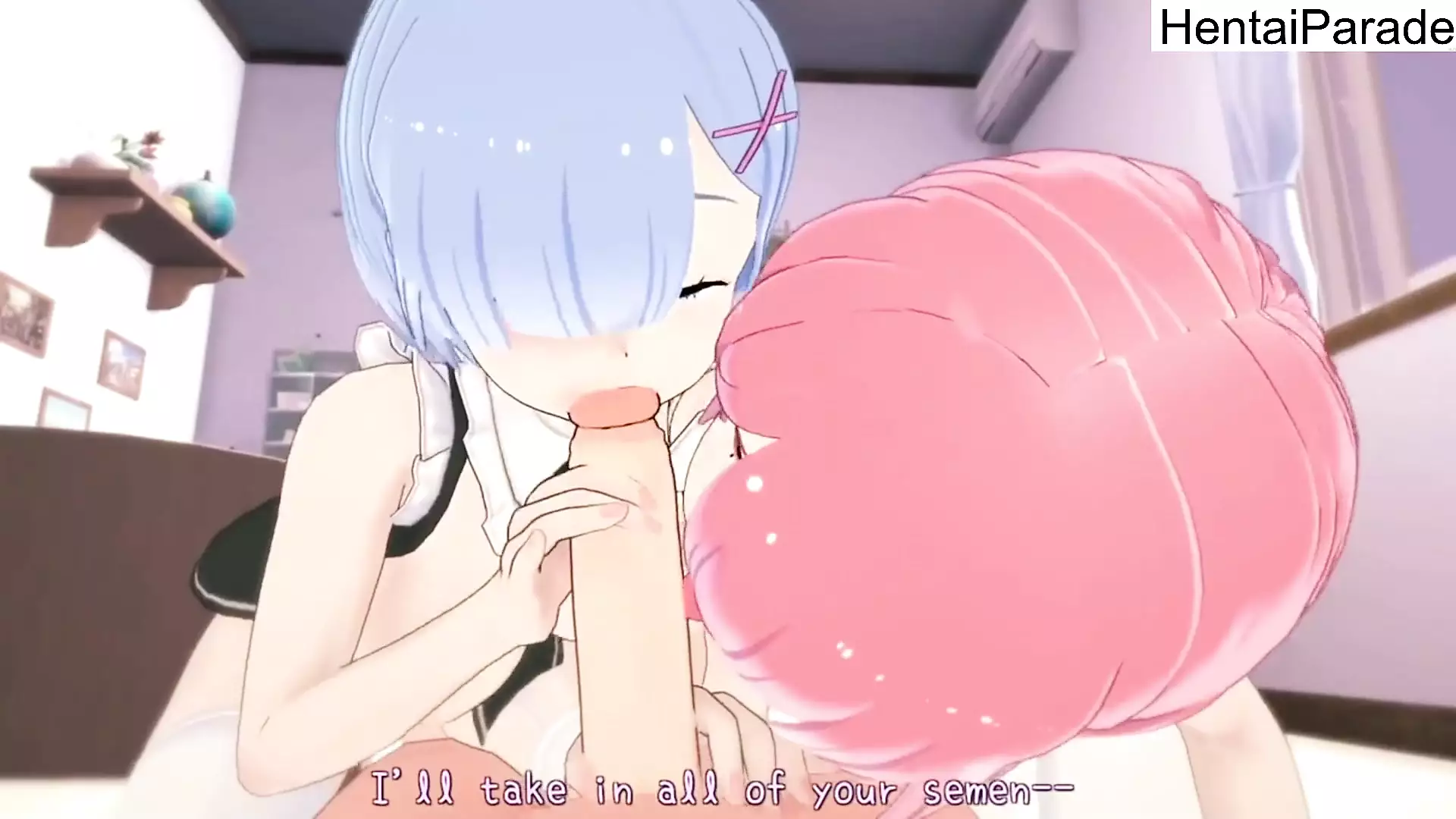 Threesome Rem x Ram Re:Zero hentai Uncensored