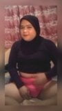 Curvy Hijab Crossdresser jerks her own cute cock snapshot 1