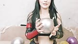 Tifa Lockhart from Final Fantasy talks dirty, blows balloons and pops them with her strong hands snapshot 18