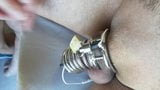 Wife milks milks caged husband's prostate with e-stim snapshot 3