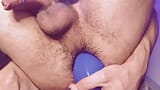 Uncut cock leaking precum and male squirting while fucked by the big Topped Toys Hilt dildo snapshot 3