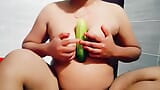 Bangladeshi Girl Is Sitting in the Bathroom and Extracting Pussy Juice with Cucumber. snapshot 9