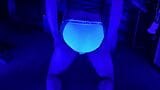 Sissy femboy shemale plays with her butt under blacklight snapshot 3