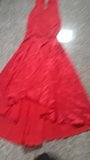 Jizz on my girlfriend Red mermaid satin dress Full version snapshot 5