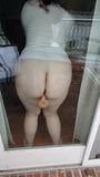 Hairy wife fucked herself on patio door snapshot 8