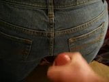 Cumshot on womans Express Jeans snapshot 1